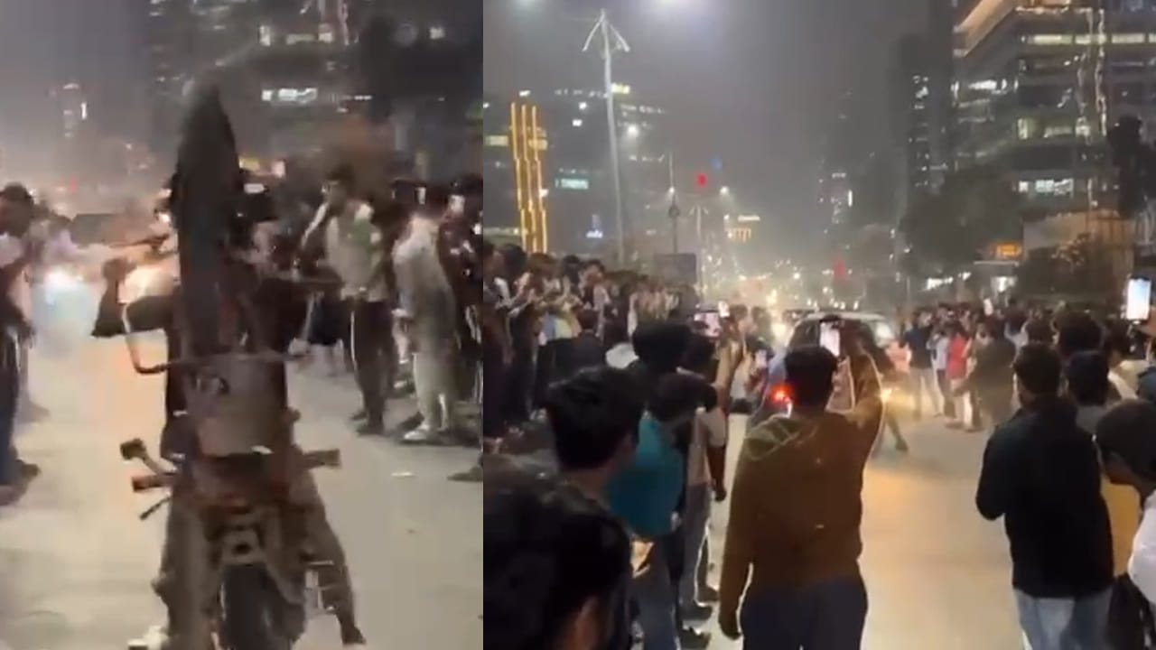 హైటెక్ సిటీలో అర్ధరాత్రి గందరగోళం.. రోడ్లను దిగ్బంధించి ప్రమాదకరమైన బైక్ విన్యాసాలు