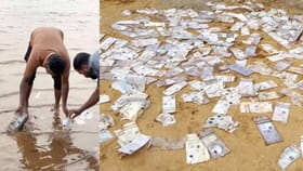 నదిలో తేలుతూ కనిపించిన ఆధార్ కార్డులు..!