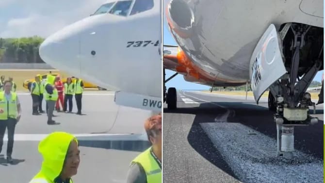 హైదరాబాద్‌ నుంచి బయల్దేరిన విమానం.. రన్‌వేపై ల్యాండవుతుండగా ఊడిన