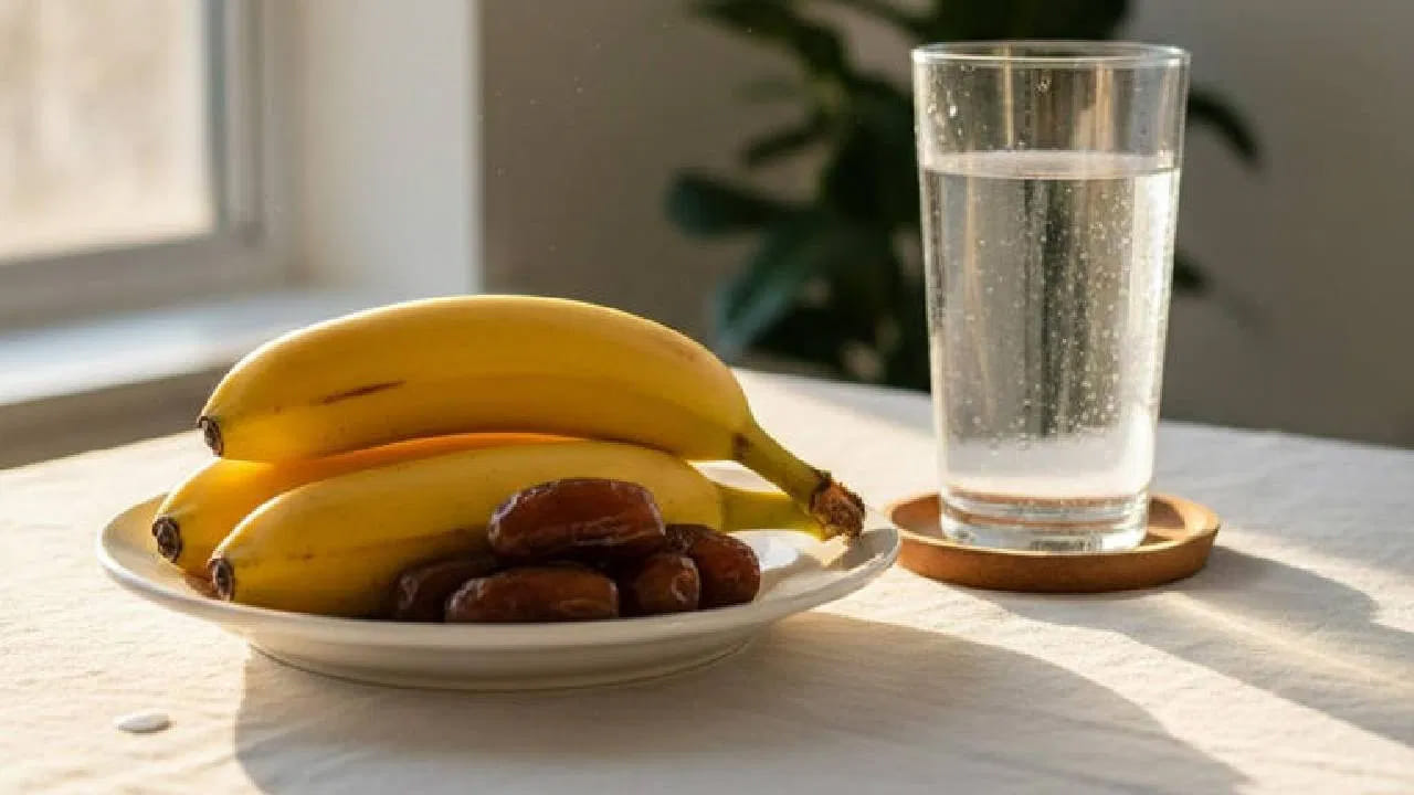 అరటిపండులో కార్బోహైడ్రేట్లు, స్టార్చ్ రూపంలో ఉంటాయి. ఒక సాధారణ అరటిపండు ద్వారా 105 కేలరీల శక్తి అందుతుంది. ఇందులో పొటాషియం, విటమిన్ B6, విటమిన్ సి పుష్కలంగా ఉంటాయి. మరోవైపు ఖర్జూరాలు చాలా కాన్సంట్రేటెడ్ శక్తి వనరులు. కేవలం 3 నుంచి 4 ఖర్జూరాలు తిన్నా దాదాపు 90 -120 కేలరీల శక్తి లభిస్తుంది. వీటిలో ఫైబర్, ఇనుము , మెగ్నీషియం మరియు సహజ చక్కెరలు నిండి ఉంటాయి.
