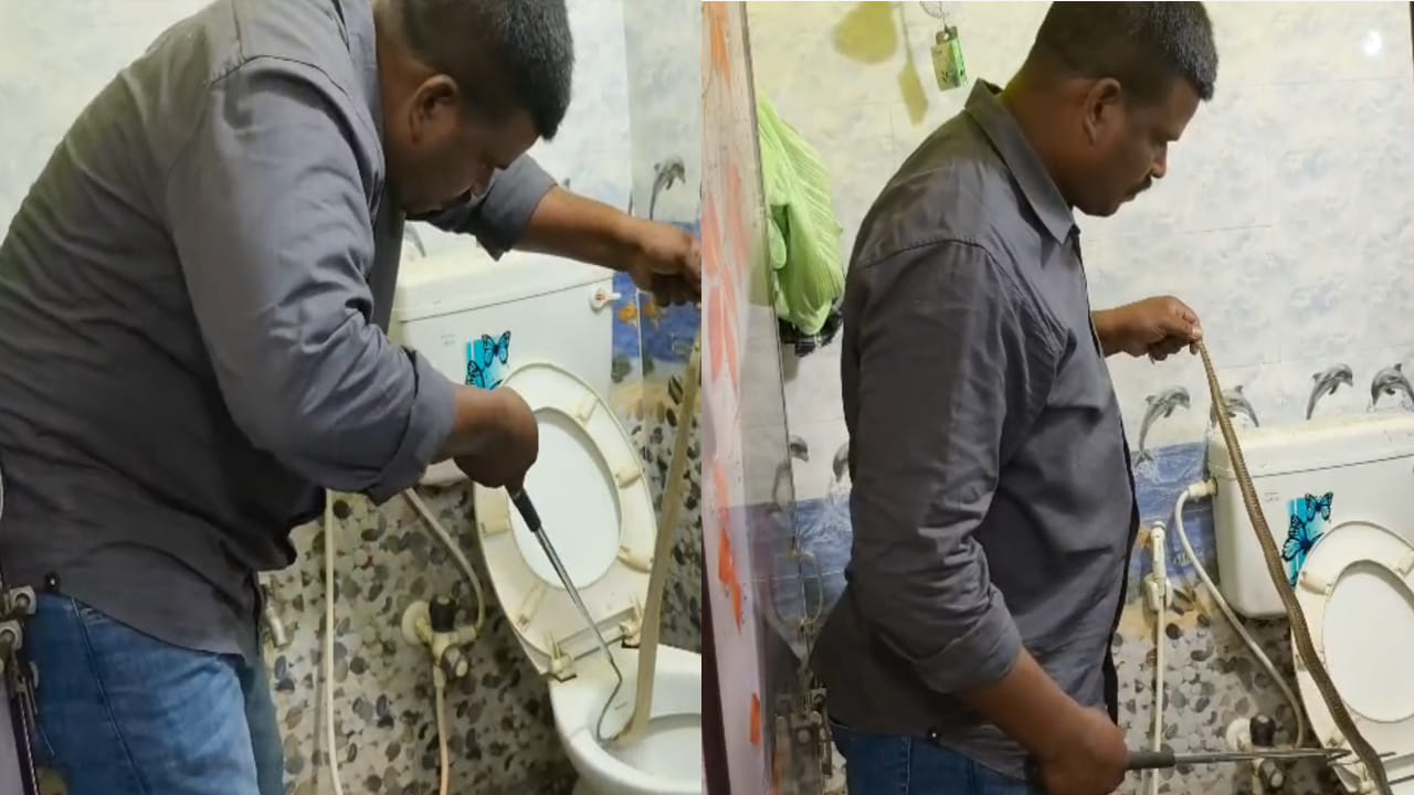 Andhra Pradesh: బాత్రూమ్ నుంచి వింత శబ్దాలు.. వెళ్లి చూడగా గుండెలు గుభేల్.. ధైర్యముంటేనే వీడియో చూడండి..