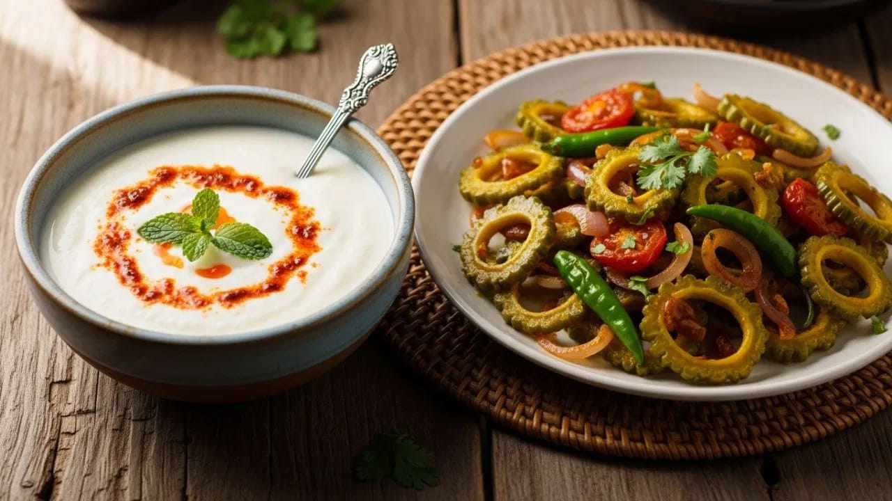 
4. పెరుగు, కాకరకాయ.. 

ఆయుర్వేదం ప్రకారం.. కాకరకాయ, పెరుగు వ్యతిరేక గుణాలున్నవి. వీటిని కలిపి తినడం వాయు, పిత్త, కఫ దోషాల్లో అసమతుల్యతను ఏర్పరచి తీవ్రమైన జీర్ణ సమస్యలకు దారి తీస్తుంది.
