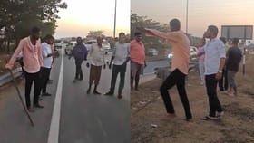 జాతీయ రహదారిపై మందుబాబుల వీరంగం.. !