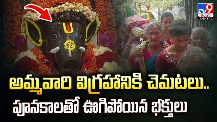 అమ్మవారి విగ్రహానికి చెమటలు.. పూనకాలతో ఊగిపోయిన భక్తులు అమ్మవారి విగ్రహానికి చెమటలు.. పూనకాలతో ఊగిపోయిన భక్తులు
