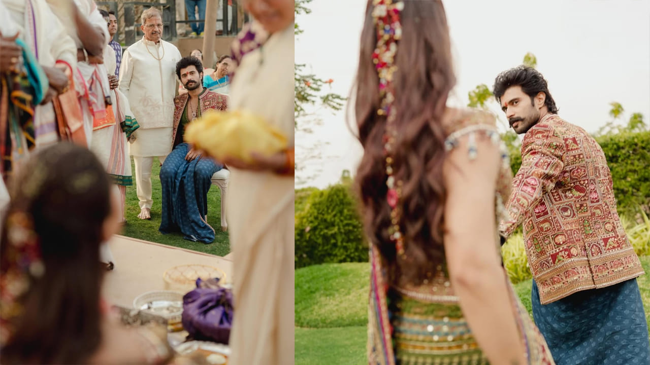  తాజాగా విజయ్, రష్మిక తమను పెళ్లి కొడుకుగా, పెళ్లి కూతురిగా చేసే వేడుకలకు సంబంధించిన ఫోటోలను షేర్ చేశారు. ఆ ఫోటోలలో విజయ్, రష్మిక ఎంతో అందంగా కనిపిస్తున్నారు. ఆ ఫోటోలలో విజయ్, రష్మిక ఇద్దరు ఒకేరకమైన దుస్తులను ధరించారు.