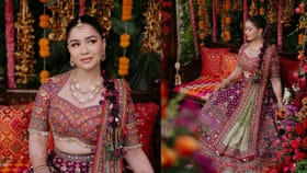 నీలి రంగు చీర, ముక్కుపుడకతో అదిరిపోయిన సారా లుక్