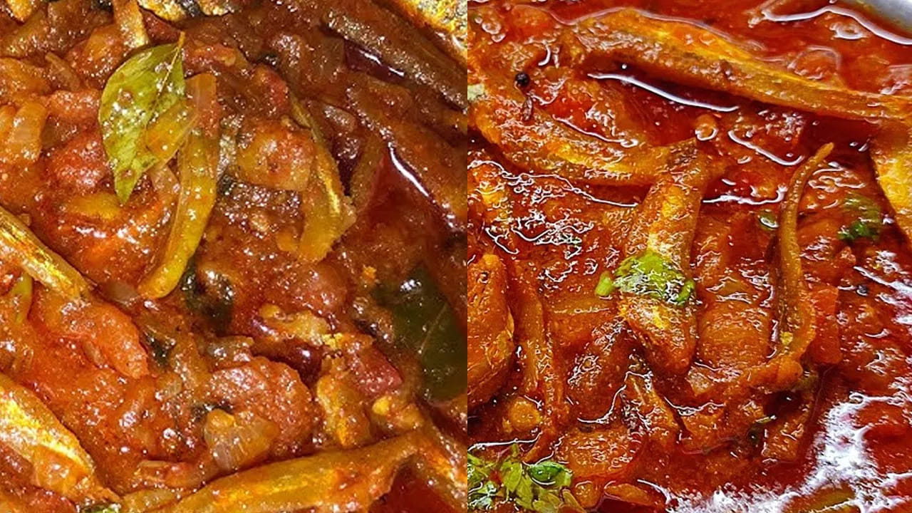 ఇప్పుడు కర్రీ ప్రిపేర్ చేసుకోవాలి. దీని కోసం స్టవ్ ఆన్ చేయాలి.  దీని కోసం ముందుగా స్టవ్ ఆన్ చేసి, పాన్ పెట్టాలి. అందులో కర్రీకి సరిపడ నూనె పోసుకోవాలి అందులో ఆవాలు, జీలకర్ర, వెల్లుల్లి రెబ్బలు, ఉల్లిపాయలు వేసి బాగా వేగనివ్వాలి. తర్వాత అల్లం వెల్లుల్లి పేస్ట్ వేసి పచ్చి వాసన పోయే వరకు వేయించుకోవాలి.  తర్వాత ఎండు చేపలను వేసి దాదాపు 5 నిమిషాలు నూనెలో బాగా వేగేలా చూసుకోవాలి.