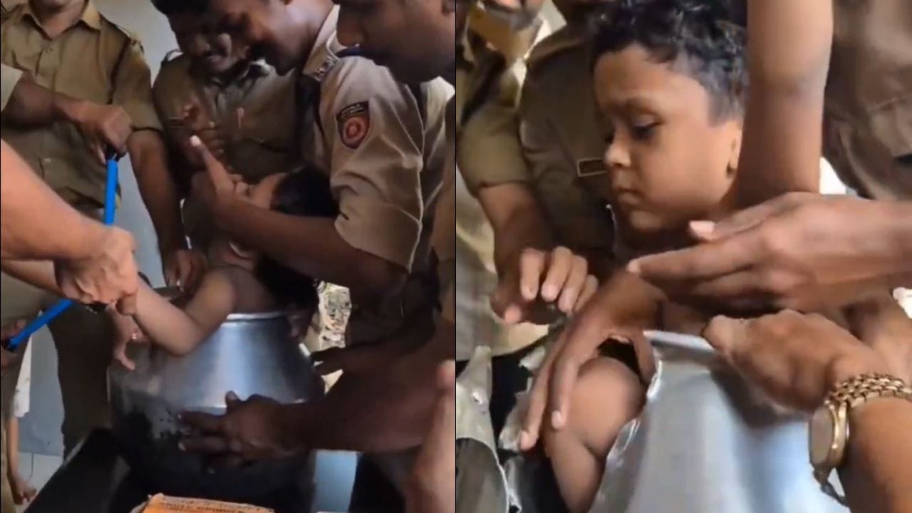 Viral Video: అక్కడెలా కూర్చున్నావ్రా.. వంటపాత్రలో ఇరుక్కపోయిన బాలుడు.. ఎలా బయటకి తీశారో చూడండి