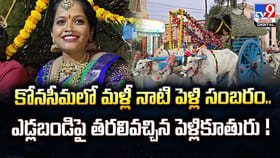 కోనసీమలో మళ్లీ నాటి పెళ్లి.. ఎడ్లబండిపై తరలివచ్చిన పెళ్లికూతురు