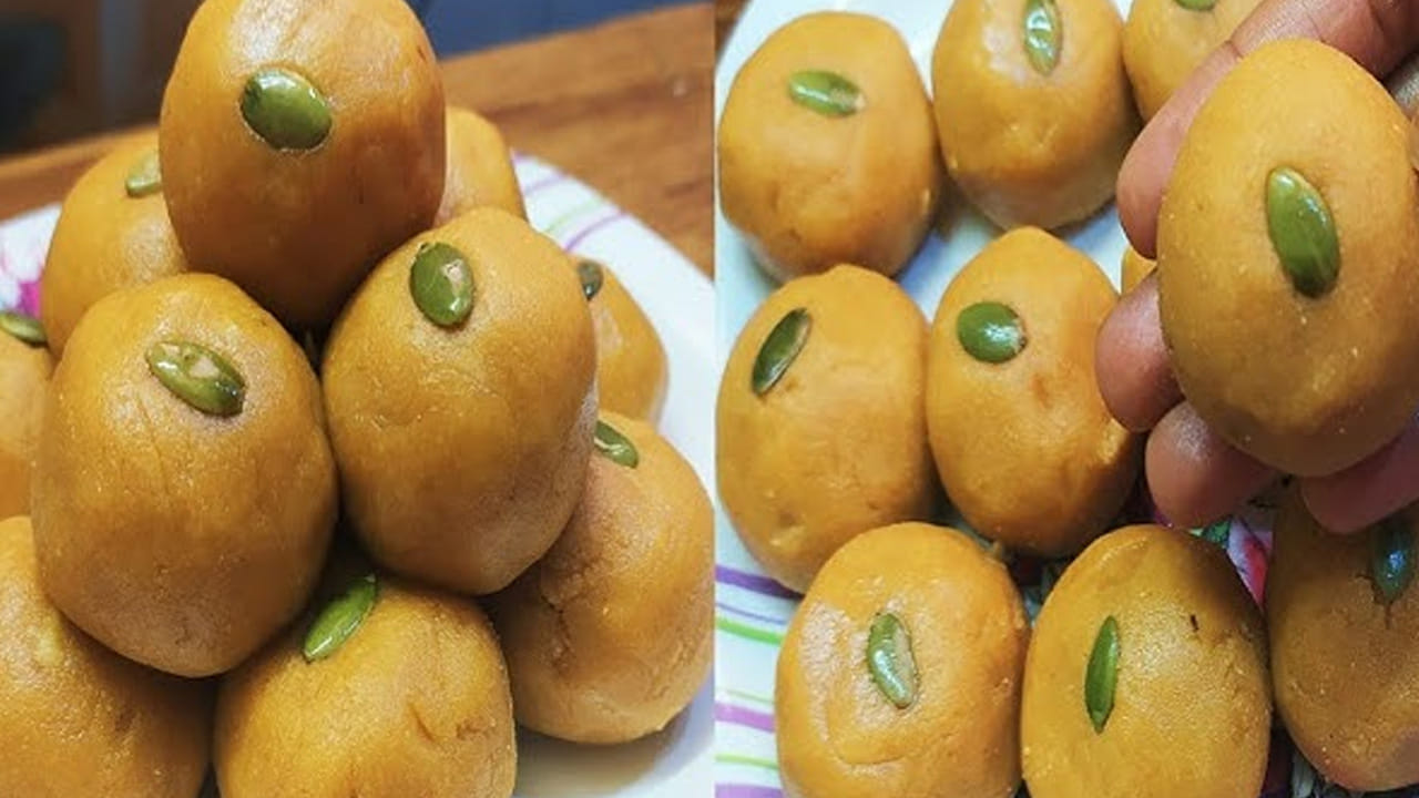 పెసరపప్పు లడ్డుకి కావాల్సిన పదార్థాలు: ఒక కప్పు పెసరపప్పు, ఒక కప్పు బెల్లం, నాలుగు టేబుల్ స్పూన్స్ నెయ్యి, అర టేబుల్ స్పూన్ యాలకుల పొడి - 10 జీడిపప్పులు, 10 బాదం పప్పులు తీసుకోవాలి.