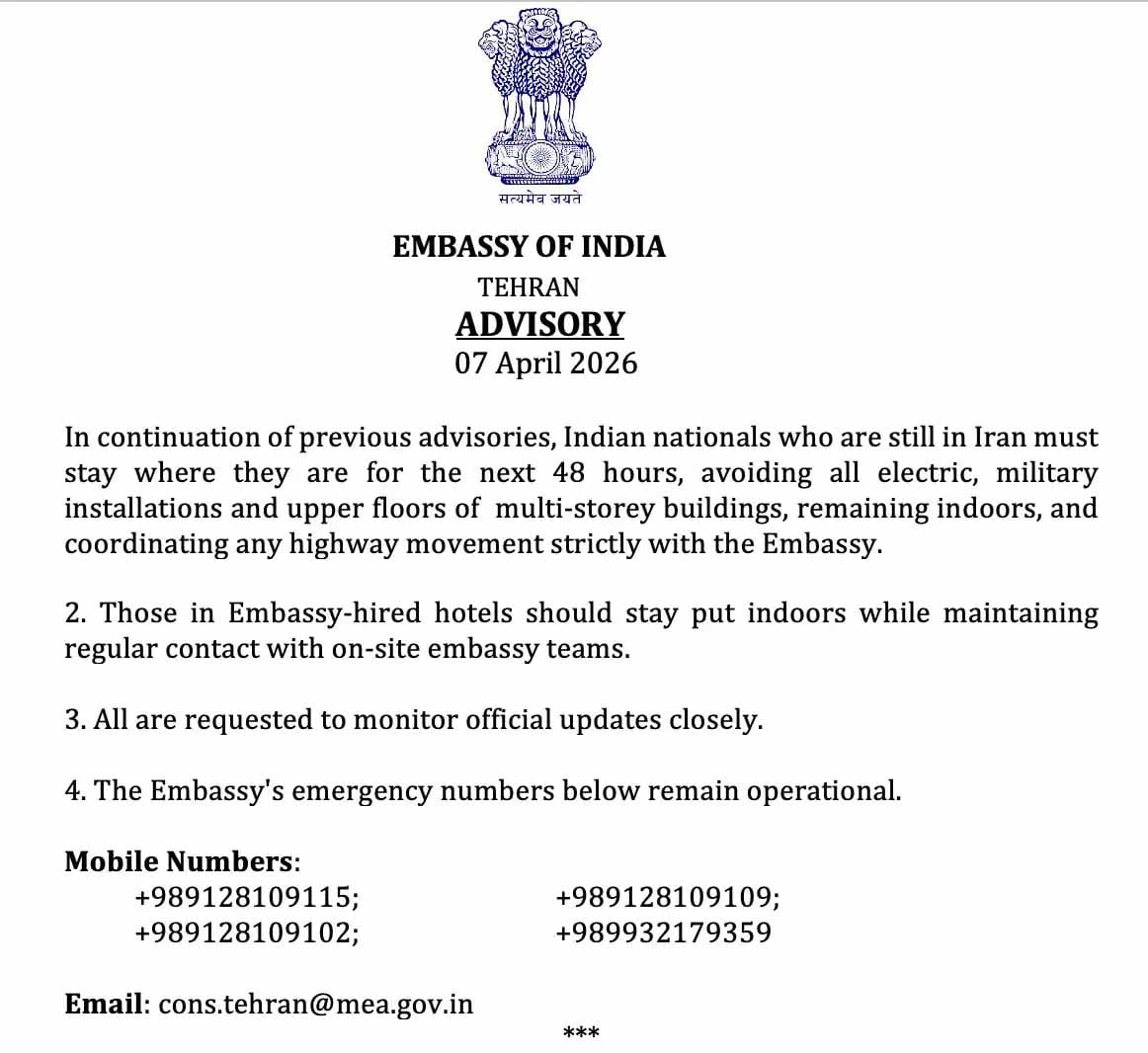 The Embassy Of India In Iran Advisory