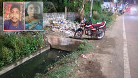 బైక్‌పై వెళ్తున్న తల్లి కొడుకు ప్రాణాలు తీసిన మురుగు కాలువ