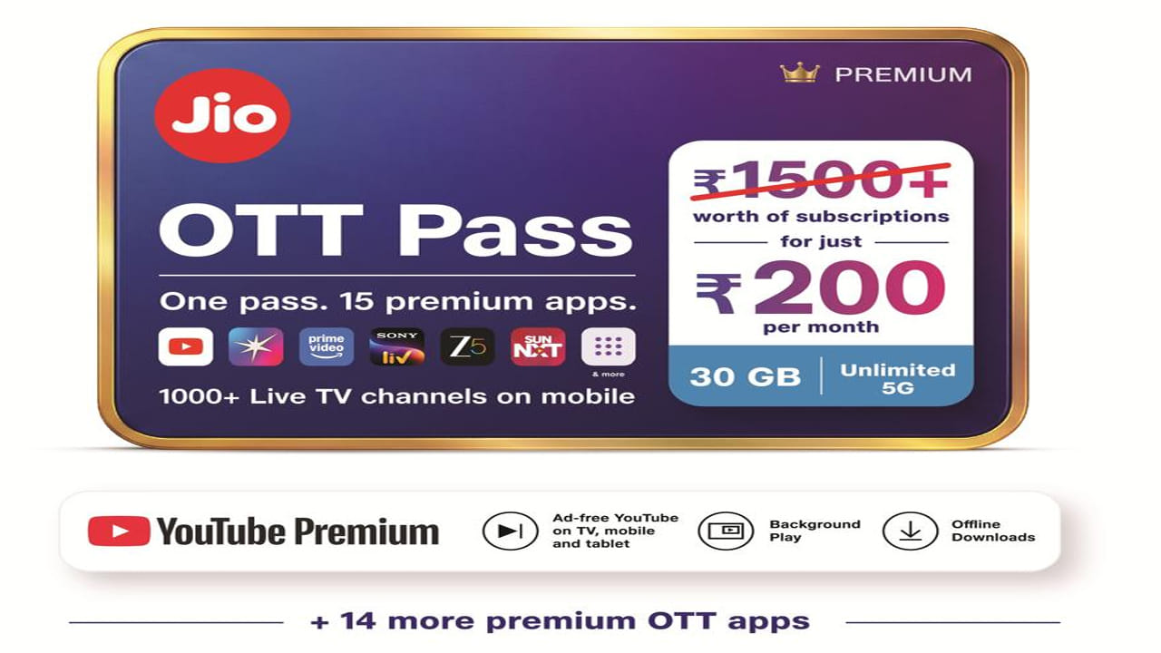 Jio Plans: నెలకు రూ.200తో 15 ఓటీటీలు ఫ్రీగా చూడండి.. జియో అదిరిపోయే ప్లాన్..