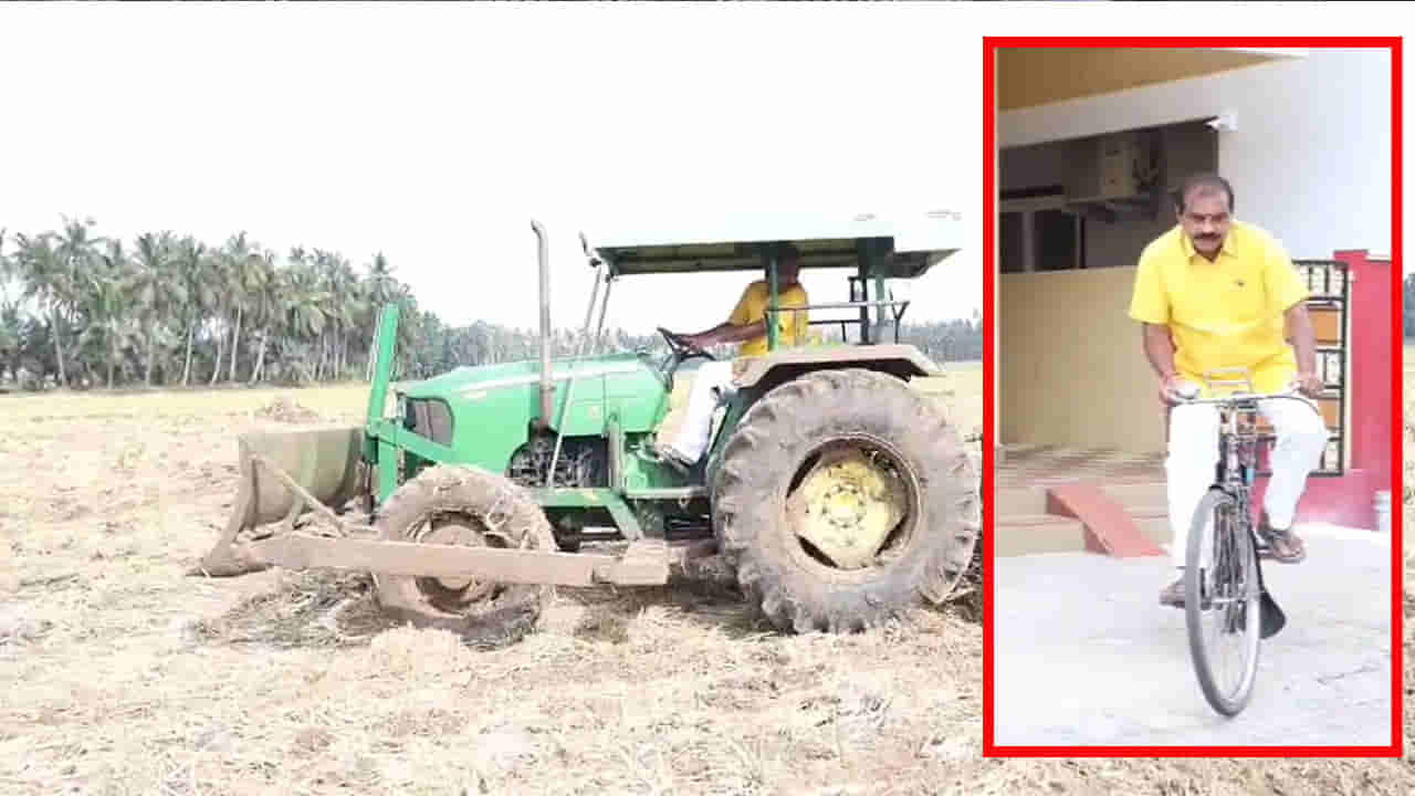 హోదా పక్కనబెట్టి.. మట్టిలోకి దిగిన మంత్రి.. సొంత పొలంలో ట్రాక్టర్తో దుక్కి దున్నిన నిమ్మల!