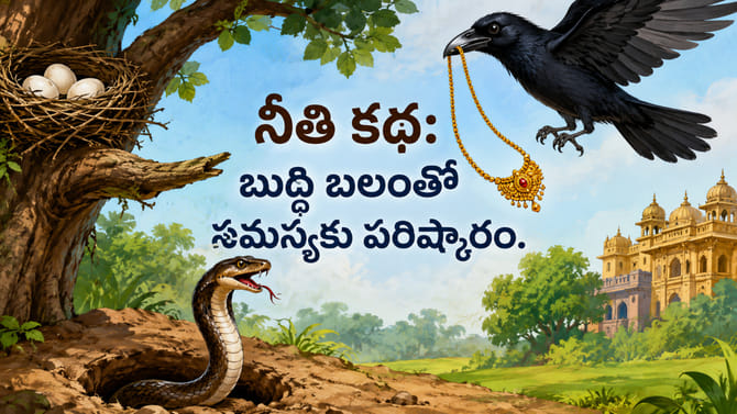 పాము - కాకి నీతి కథ.. ఉపాయంతో అపాయాన్ని తప్పించుకోవచ్చు..!