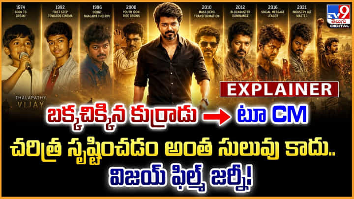 Thalapathy Vijay: బక్కచిక్కిన కుర్రాడు టూ CM.. చరిత్ర సృష్టించడం అంత సులువు కాదు Thalapathy Vijay: బక్కచిక్కిన కుర్రాడు టూ CM.. చరిత్ర సృష్టించడం అంత సులువు కాదు
