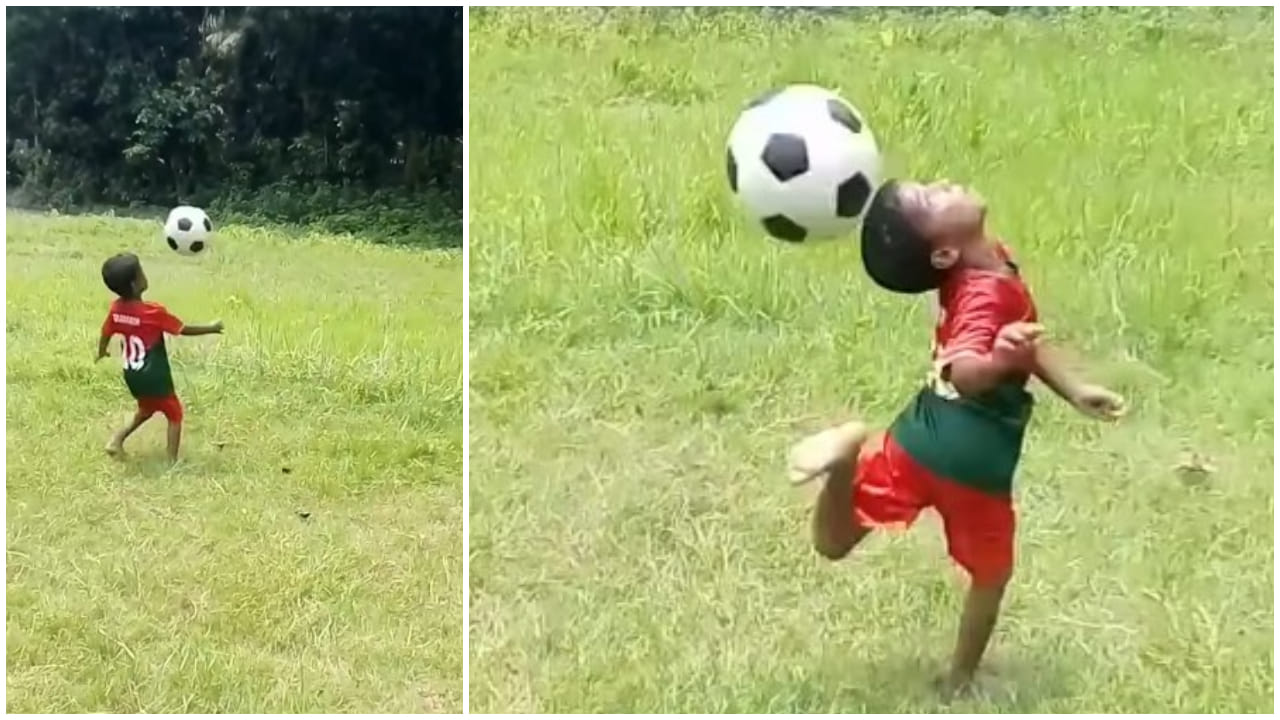 Viral Video: అబ్బబ్బా.. ఏం టాలెంట్! గాల్లోనే ఫుట్బాల్తో మ్యాజిక్ చేసిన బాలుడు