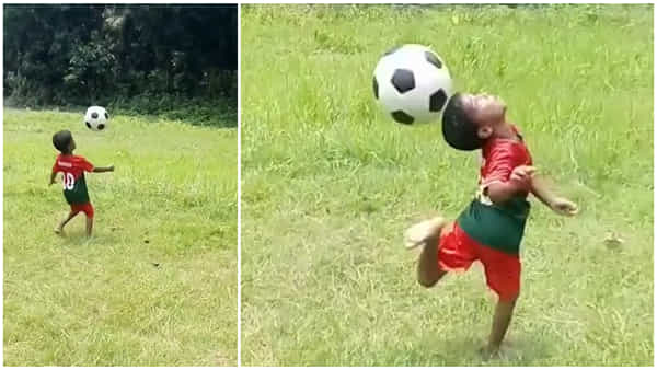 Viral Video: అబ్బబ్బా.. ఏం టాలెంట్! గాల్లోనే ఫుట్బాల్తో మ్యాజిక్ చేసిన బాలుడు