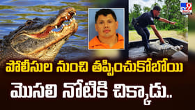 పోలీసుల నుంచి తప్పించుకోబోయి.. మొసలి నోటికి చిక్కాడు..