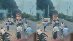 బస్టాండ్‌ నుండి బయల్దేరిన కాసేపటికే బస్సులో మంటలు