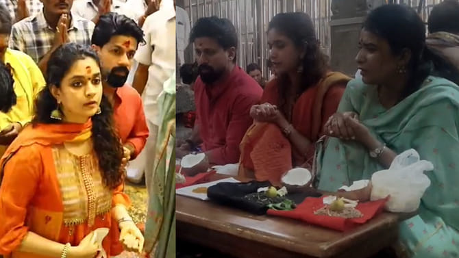 భర్తతో కలిసి తిరుమల శ్రీవారిని దర్శించుకున్న కీర్తి సురేష్