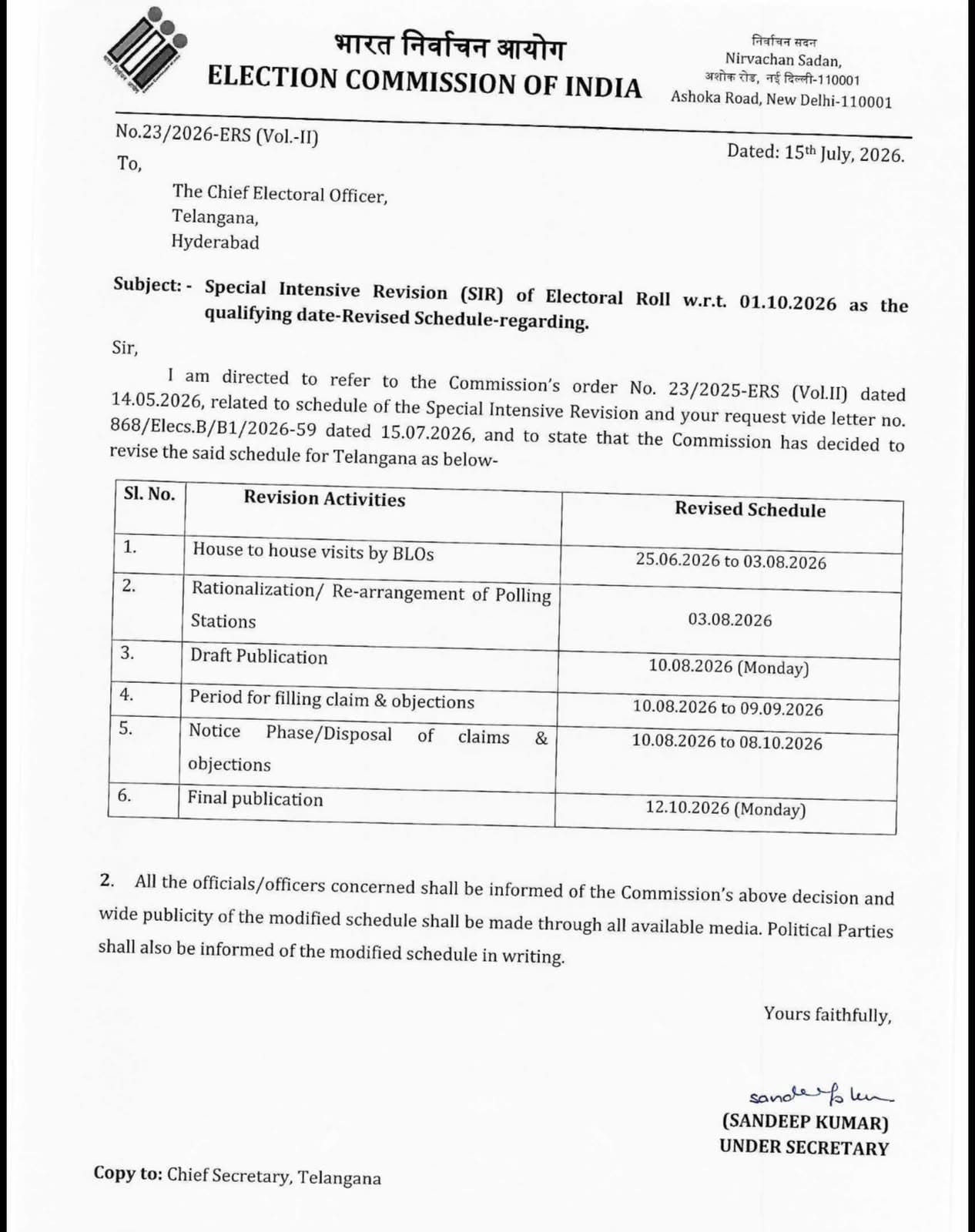 Election Commission Order