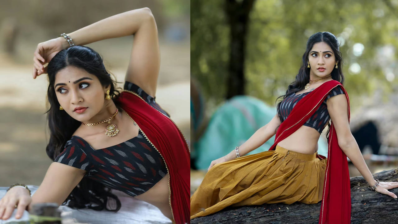 ఈ ఫోటోలలో గాయత్రి గ్రామీణ నేపథ్యం ఉన్న సంప్రదాయ దుస్తులలో, నడుము వంపులు చూపిస్తూ ఎంతో అందంగా కనిపించారు. లంగా ఓణీ ధరించి, పల్లెటూరి పడుచు పిల్లలా కనిపిస్తూనే తన ప్రత్యేకమైన గ్లామర్తో అందరి దృష్టిని ఆకర్షించారు. జాన్వీ కపూర్ మాస్ అండ్ రోస్టిక్ లుక్ను గాయత్రి రీక్రియేట్ చేసిన తీరు నెటిజన్లను విశేషంగా అలరిస్తోంది. అటు విలన్ గా అలరిస్తున్న గాయత్రి.. ఇటు నెట్టింట క్రేజీ ఫోజులతో మతిపోగొట్టేస్తుంది.