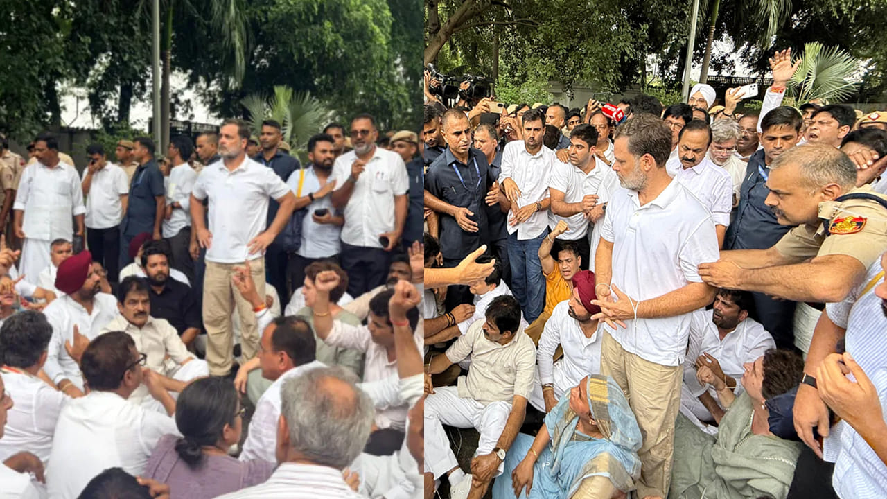 కాంగ్రెస్ ధర్నా భగ్నం.. పోలీసుల అదుపులో రాహుల్ గాంధీ