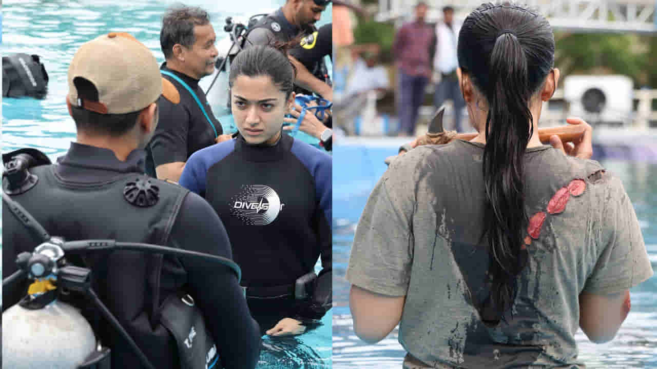 Rashmika Mandanna : డెడికేషన్ అంటే ఇదే.. రష్మిక అరుదైన రికార్డు.. 20 గంటలు అండర్ వాటర్లో ఫైట్ సీన్స్..