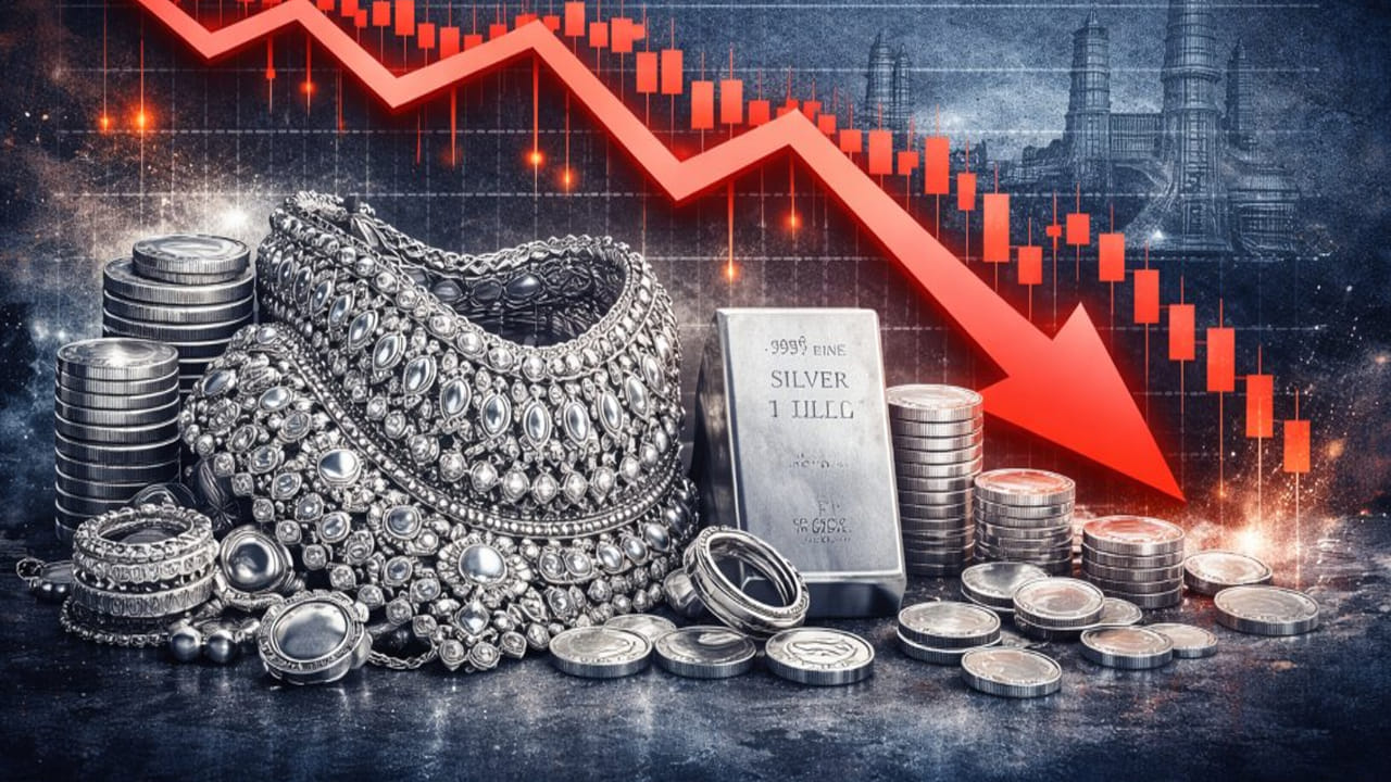 Silver Price: దేశంలో వెండి ధరలు భారీగా దిగి వస్తున్నాయి. ఒక వైపు బంగారం ధరలు దిగి వస్తుంటే అదే బాటలో వెండి కూడా పయనిస్తోంది. ఒకప్పుడు కిలో వెండి ధర 4 లక్షల రూపాయల వరకు వెళ్లగా ఇప్పుడు సగం వరకు దిగి వచ్చింది. ప్రపంచ మార్కెట్లలో భౌగోళిక రాజకీయ ఉద్రిక్తతలు ఉన్నప్పటికీ, వెండి ధర తగ్గుముఖం పడుతోంది. తాజాగా హైదరాబాద్ బులియన్ మార్కెట్లో వెండి రూ.5,000 వరకు తగ్గింది.