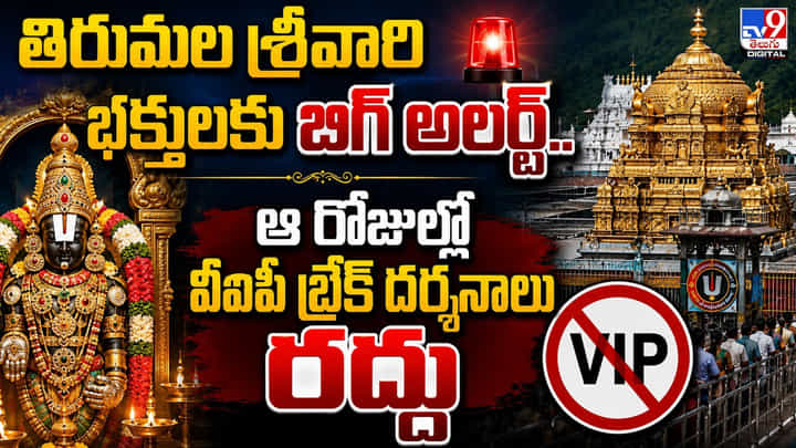 తిరుమల శ్రీవారి భక్తులకు బిగ్ అలర్ట్.. ఆ రోజుల్లో వీఐపీ బ్రేక్ దర్శనాలు రద్దు తిరుమల శ్రీవారి భక్తులకు బిగ్ అలర్ట్.. ఆ రోజుల్లో వీఐపీ బ్రేక్ దర్శనాలు రద్దు