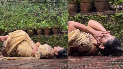 వర్షంలో తడిసి ముద్దవుతున్న వయ్యారి భామ..!
