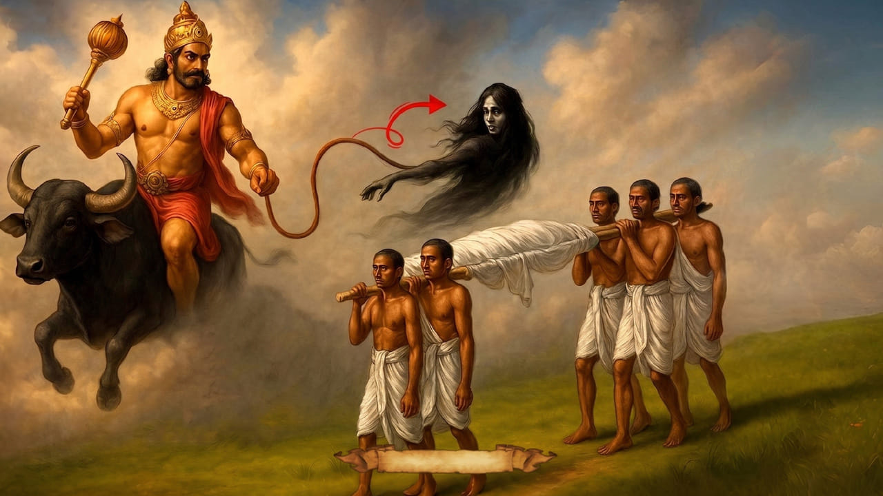 ప్రాణం పోయే క్షణం – యమదూతలు vs విష్ణుదూతలు: జీవితాంతం పాపాలు చేసిన వారికి భయంకరమైన రూపాలతో యమదూతలు వచ్చి ప్రాణాన్ని క్రింది ద్వారాల ద్వారా బలవంతంగా లాగుతారు. అదే ధర్మంగా జీవించిన పుణ్యాత్ములను తీసుకెళ్లడానికి విష్ణుదూతలు వచ్చి, తల్లి పసిపాపను లేపినంత సున్నితంగా బ్రహ్మరంధ్రం (తల) ద్వారా ప్రాణాన్ని శాంతియుతంగా వేరు చేస్తారు.
