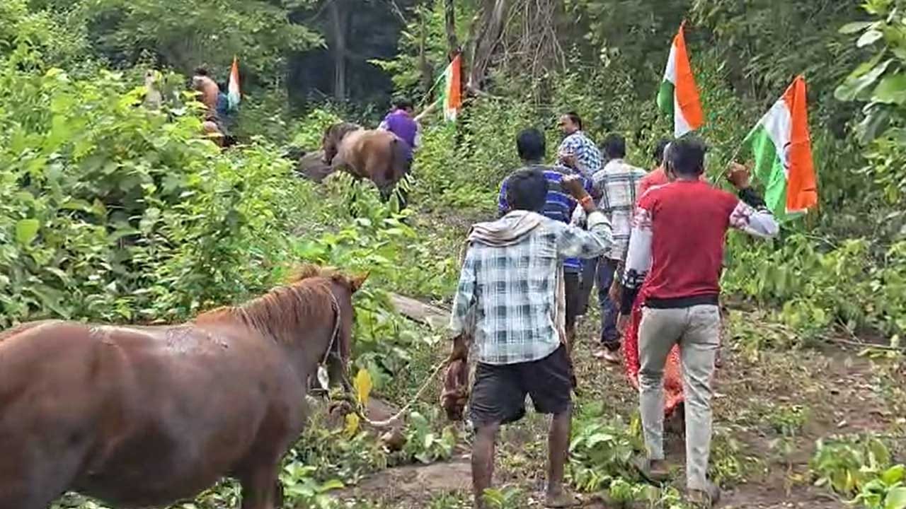 అనకాపల్లి జిల్లా వేమడుగుల మండలాల సరిహద్దులోని సామలమ్మ కొండపై బంగారు బందలు, జిలుగులోవ, సోంపురం, పశువుల బంధ గ్రామాలు ఉన్నాయి. ఈ కొండ శిఖర గ్రామాల్లో పివి టీజీ గిరిజన కుటుంబాలు నివసిస్తున్నాయి. 22 కుటుంబాలు 120 మంది ఉన్నారు. వారికి కనీస సౌకర్యాలు ఆమడ దూరం.. గ్రామానికిరోడ్డు సౌకర్యం లేదు… PVTG కొందు గిరిజనులకు ధ్రువపత్రాలు లేవు.. ఏదైనా కష్టం వస్తే డోలీమోతలే వారికి దిక్కు.. కాలినడక, బడికి వెళ్లాలంటే గుర్రాల పైన వాళ్ళ సవారి. దీంతో ఇక చేసేదిలేక ఆందోళన బాట పట్టారు. రోడ్డు సౌకర్యం కల్పించాలంటూ గుర్రాలతో ర్యాలీ నిర్వహించారు.
