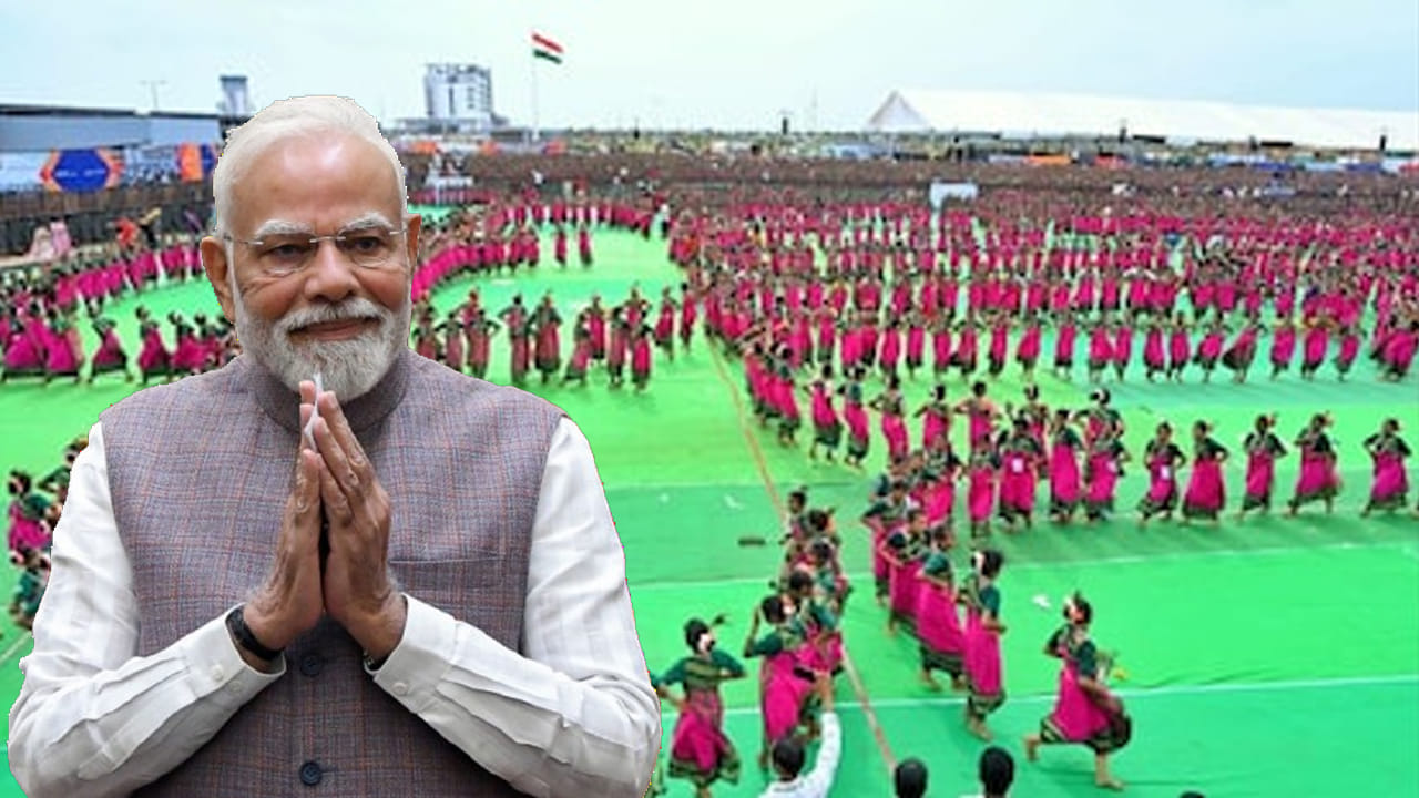 ప్రధాని మోదీకి థింసా నృత్యంతో స్వాగతం..! ఏకంగా 13,500 మందితో..