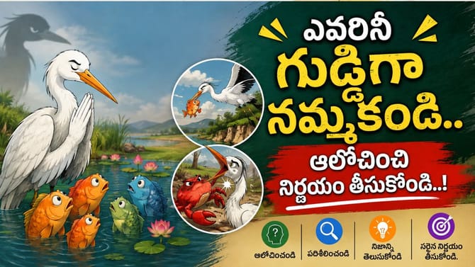 గుడ్డిగా ఎవరినీ నమ్మకండి.. కొంగను నమ్మిన చేపలకు చివరికి..