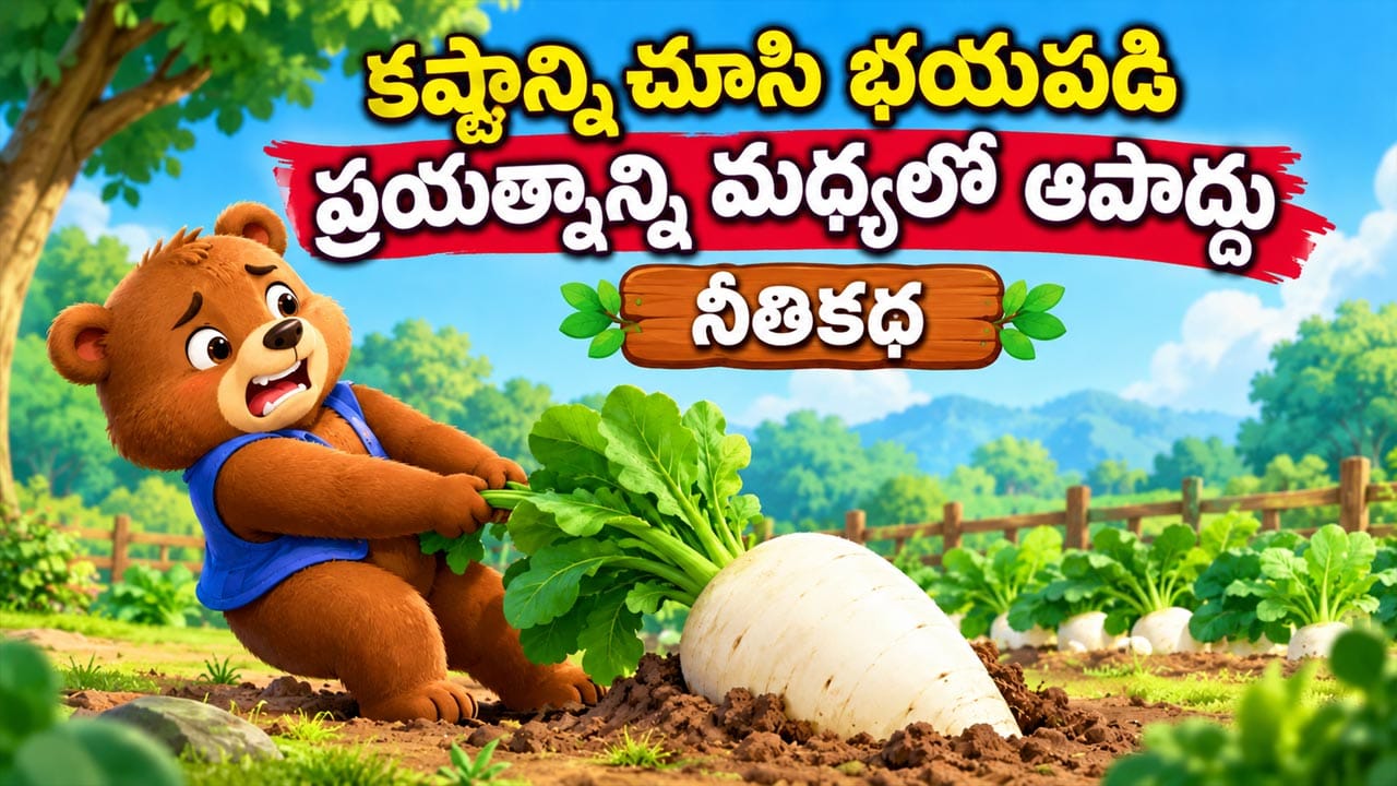 'కష్టాన్ని చూసి భయపడి ప్రయత్నాన్ని మధ్యలో ఆపకూడదు'.. ఎలుగుబంటి - పెద్ద ముల్లంగి కథ