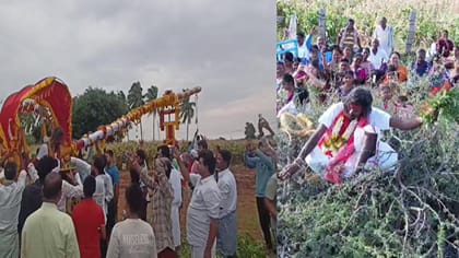 ముళ్లకంపపై పడుకుని పూజలు..గాల్లో గుండ్రంగా తిరిగే పూజారి!