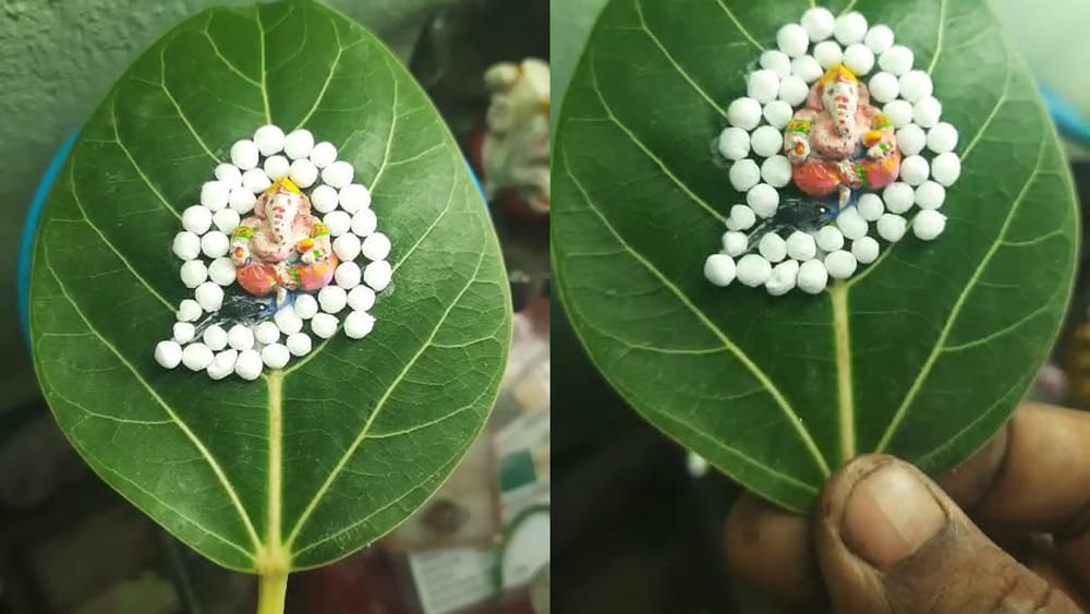 మర్రి ఆకుపై 2 సెం.మీ గణపయ్య.. మైక్రో ఆర్టిస్ట్‌ అద్భుతం!