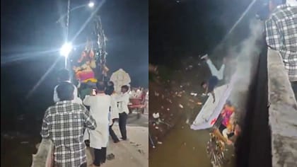 వినాయకుడిని నిమజ్జనం చేస్తూ.. నదిలో పడిపోయిన యువకుడు