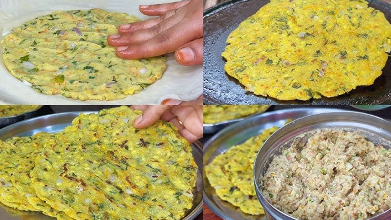 చపాతీ కర్ర అవసరం లేకుండా, గుండ్రంగా, వీలైనంత పల్చగా వత్తుకోవచ్చు. పెనంను వేడి చేసి, కొద్దిగా నూనెతో గ్రీస్ చేయండి. వత్తుకున్న పరాటాను వస్త్రంతో సహా పెనంపై వేయండి. నిదానంగా వస్త్రాన్ని తొలగించండి. ఇప్పుడు, పరాటా పైన కొద్దిగా నీటిని చిలకరించి, సగం టీస్పూన్ నూనె లేదా నెయ్యి వేసి కాల్చండి.