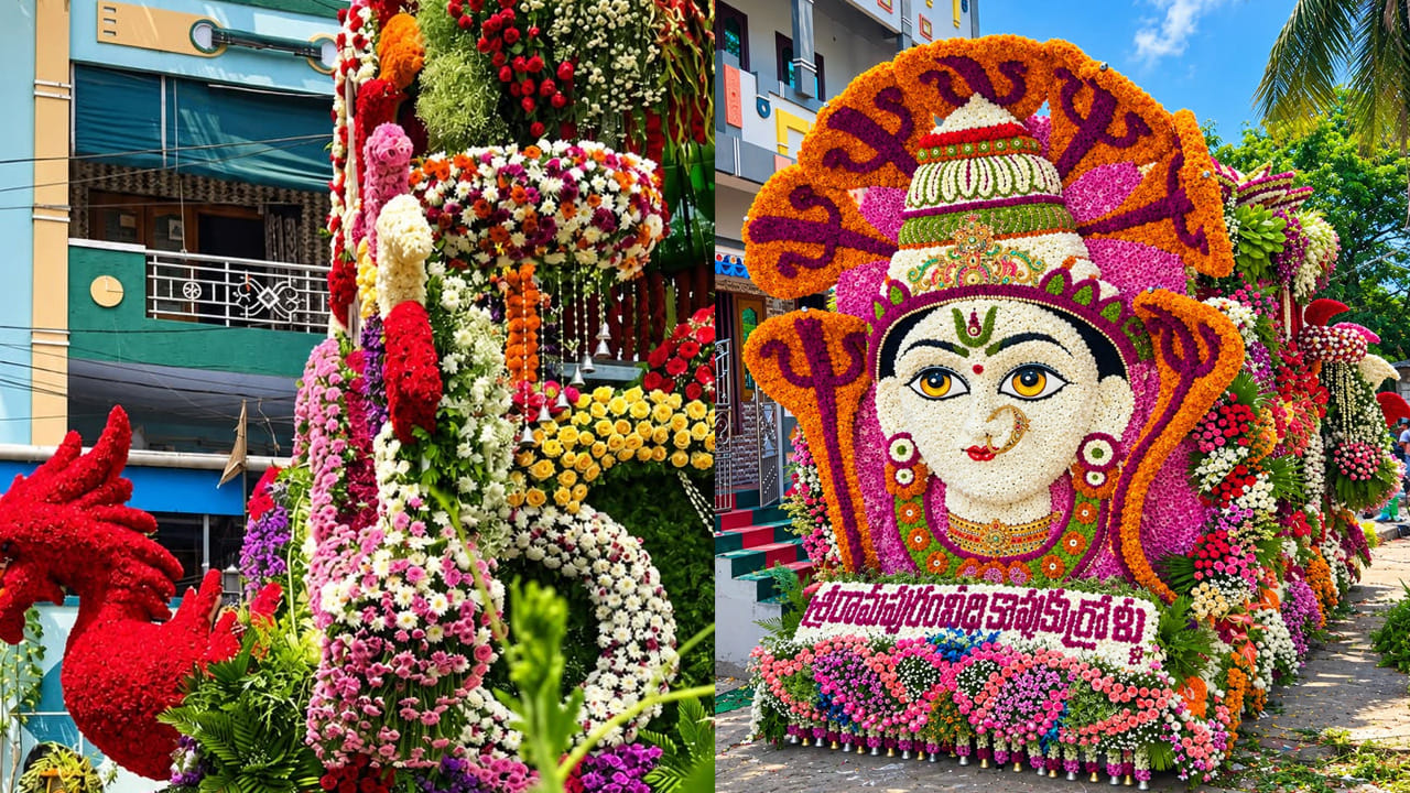 ఈ ఉత్సవాల్లో ప్రధాన ఆకర్షణగా నిలిచింది రంగురంగుల సహజ సిద్ధమైన పూలతో తీర్చిదిద్దిన అలంకరణలే. వివిధ రకాల పుష్పాలను మేళవించి అమ్మవారి దివ్య ముఖరూపాన్ని అద్భుతమైన నైపుణ్యంతో ఆవిష్కరించారు. ఈ పుష్పాలంకరణ భక్తులకు ప్రత్యేక ఆధ్యాత్మిక అనుభూతిని అందించింది.