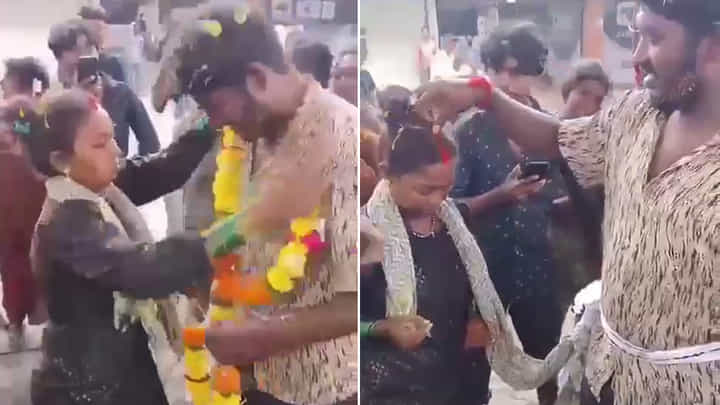 లక్షల ఖర్చు లేదు.. రోడ్డుపైనే పెళ్లి.. వీడియో వైరల్! లక్షల ఖర్చు లేదు.. రోడ్డుపైనే పెళ్లి.. వీడియో వైరల్!