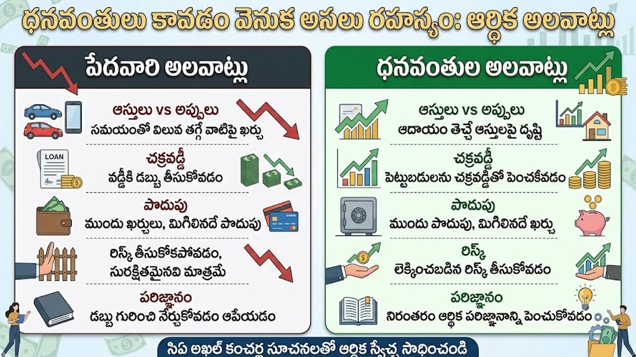 ధనవంతులు కావడం వెనుక ఉన్న అసలు రహస్యం ఇదే! సిఏలు సూచిస్తున్న 5 ముఖ్యమైన ఆర్థిక అలవాట్లు ధనవంతులు కావడం వెనుక ఉన్న అసలు రహస్యం ఇదే! సిఏలు సూచిస్తున్న 5 ముఖ్యమైన ఆర్థిక అలవాట్లు