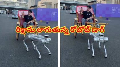 గుర్రం కాదు, మనిషి కాదు... రిక్షాను లాగుతున్న రోబోట్ డాగ్!