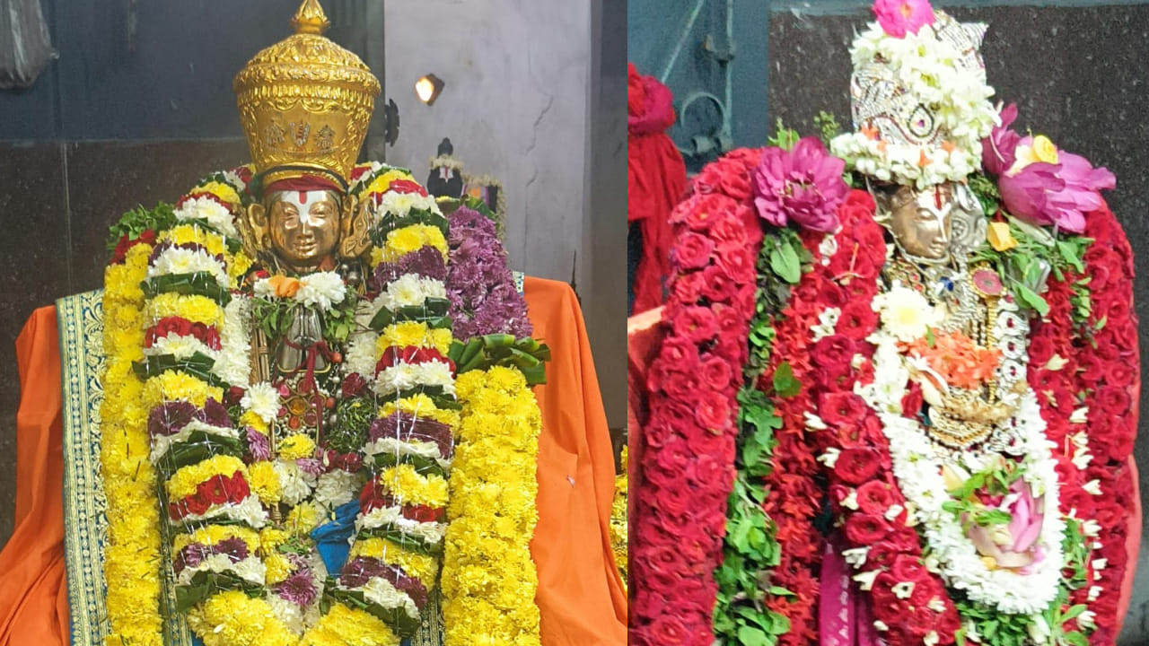 ఆరు నెలల సమాసన దీక్ష.. నరసాపురానికి చేరిన రామానుజుల పాదుకలు..నరసాపురం ఆలయ మూలవిరాట్టు, ఉత్సవ విగ్రహాలు కూడా శ్రీపెరుంబూదూర్లోనే అత్యంత నిష్ఠతో రూపుదిద్దుకున్నాయి. రామానుజాచార్యులు స్వయంగా భూమిపై సంచరిస్తున్న కాలంలోనే శ్రీపెరుంబూదూర్ ఆలయంలో ప్రతిష్ఠించిన ప్రాచీన దివ్య మంగళ విగ్రహం పక్కనే, నరసాపురం కోసం మలచిన నూతన తిరుమేనిని సమాన ఆసనంపై ఉంచారు. ‘భద్రవేది’ లేదా ‘త్రివేది’ అని పిలిచే ఆ పీఠంపై సుమారు ఆరు నెలల పాటు నిరంతర ఆరాధనలు, మంత్రోచ్ఛారణలు సాగాయి.