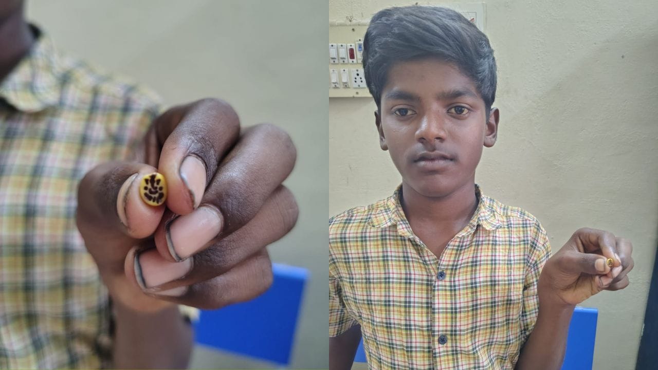 Video: కళ్లను ఆశ్చర్యపరిచే కళాకండం.. కందిపప్పుపై బొజ్జ గణపయ్యను చెక్కిన ఆదోని కుర్రాడు