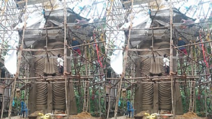 దర్శనమిచ్చేందుకు సిద్ధమవుతున్న 65 అడుగుల భారీ మట్టి గణపతి!
