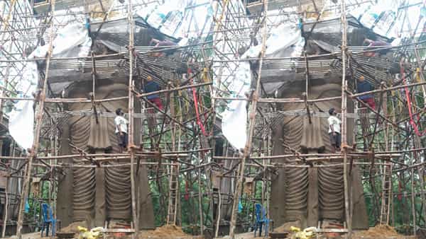 అద్భుతం.. భక్తులకు దర్శనమిచ్చేందుకు సిద్ధమవుతున్న 65 అడుగుల భారీ మట్టి గణపతి.. ఎక్కడంటే?