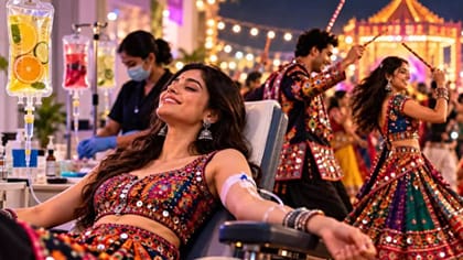 IV Drip: గర్బా డాన్స్ వేళ అలసట వద్దని ఐవీ డ్రిప్ వైపు మొగ్గు